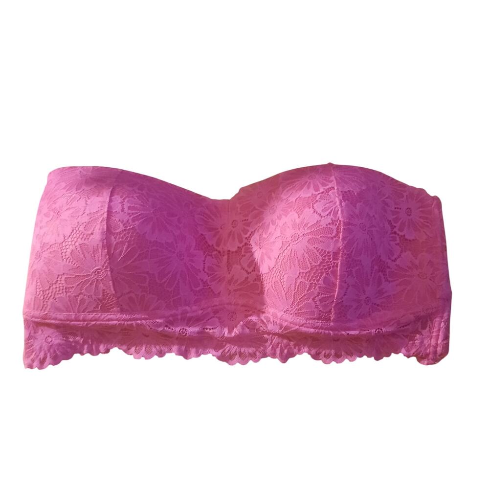 Jessica Simpson Womens Hot Pink Lace Strapless Bandeau/ Bra Size XL NWT